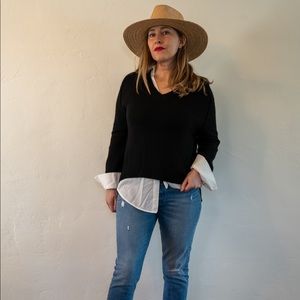 Brochu Walker cashmere & silk faux blouse sweater